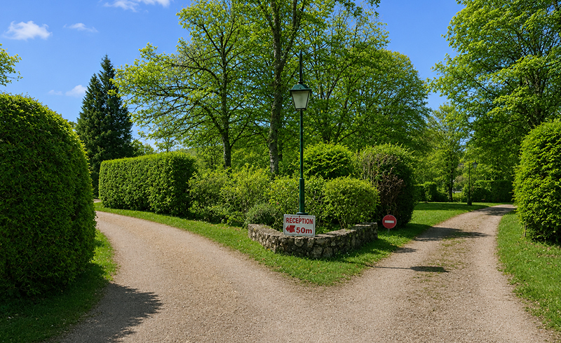 Les Allées d’accès du camping 3 étoiles en Bourgogne l’Hermitage de Chevigny