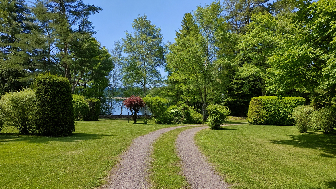 Allé du camping l’Hermitage de Chevigny avec vue sur le lac